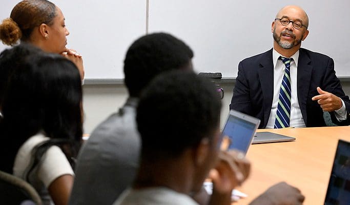 Professor Lawrence Jackson teaches a First Year Seminar