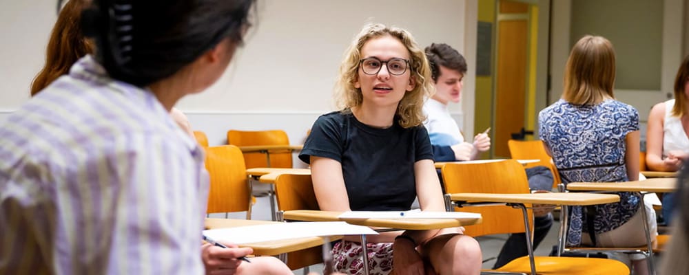 undergrad students in group discussion